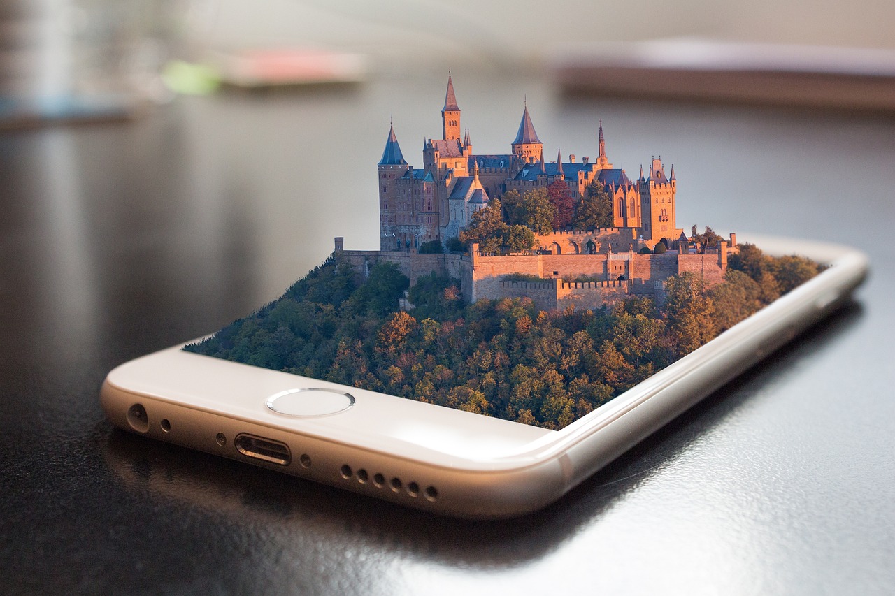 mobile phone, smartphone, hohenzollern castle, metaverse, castle, virtual reality